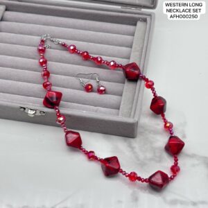 H24 Western Long Necklace Set Red 250